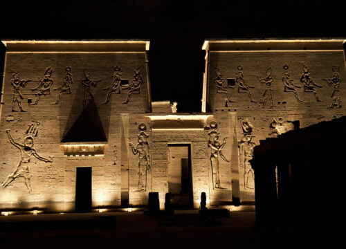 "Pharaoh's Echo: Philae's Illuminated Enigma"